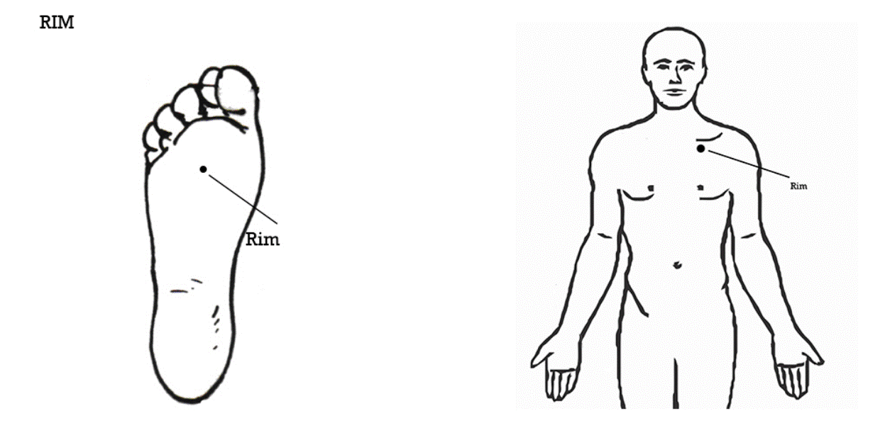 Pontos de tapping do meridiano Rim, desenho original da metodologia